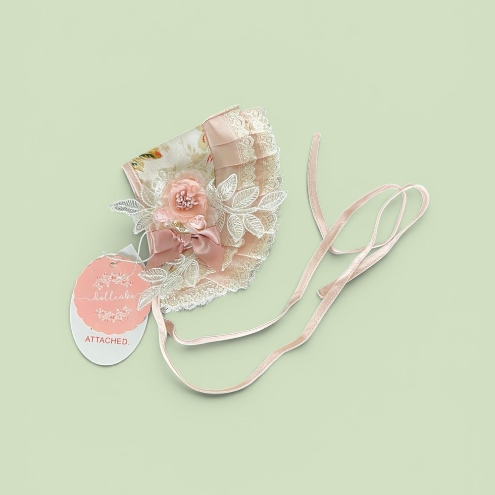 Dollcake Ever After Headband Pink NWT Floral Lace Ruffle Bow Accessory Dollcore